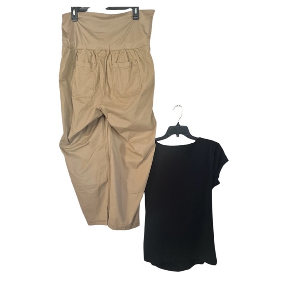 Old Navy Tan Ruched Asymmetrical Midi - Picture 2 of 11